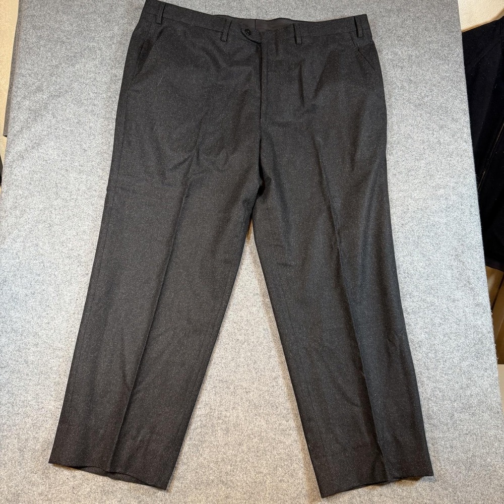 Luciano Barbera Pants Mens 42x27 Gray Wool Flat Front Dress Trousers Italy - Picture 2 of 6